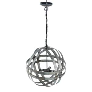 60-Watt 4-Light Gray Galvanized Chandelier Hanging Light Fixture for Dining Living Room No Blub E12