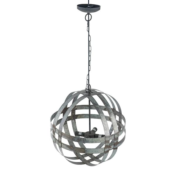 cenadinz 60-Watt 4-Light Gray Galvanized Chandelier Hanging Light Fixture for Dining Living Room No Blub E12
