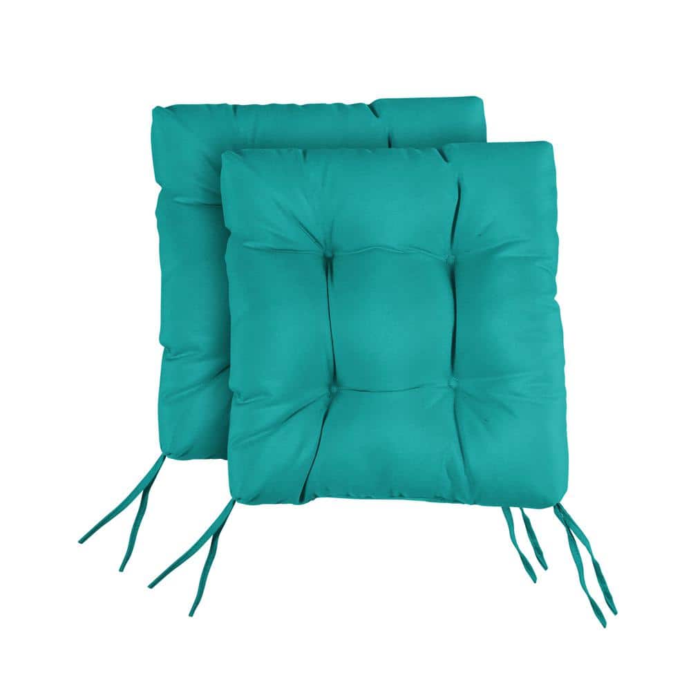 Atlantis Blue Square Tufted Indoor/Outdoor Seat Cushions (Set of 2)