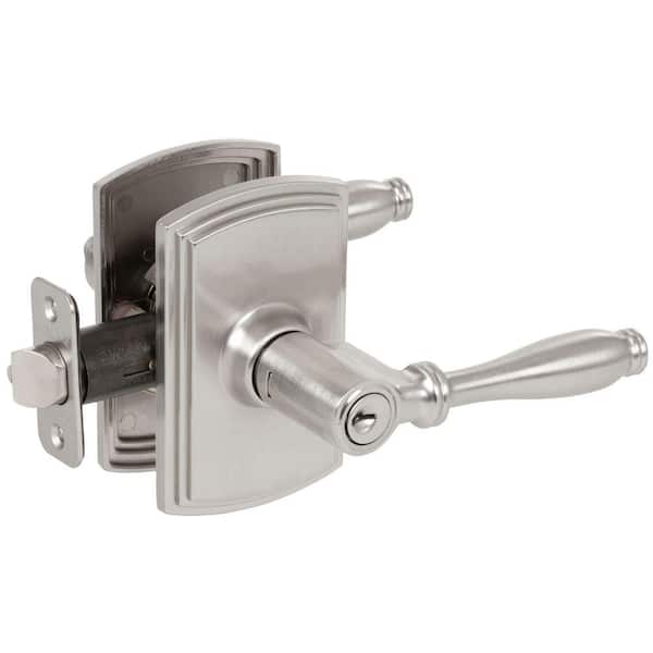 DELANEY HARDWARE Italian Collection Sorado Satin Nickel Keyed Entry Door Handle