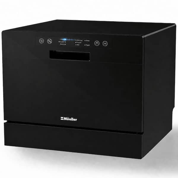 21 in. Professional Digital Portable Countertop Dishwasher with 6 Place Settings in Black