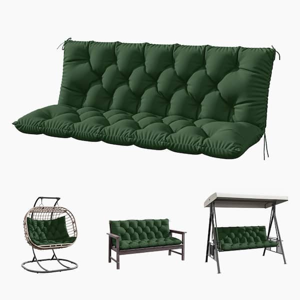 Kimunuk 60 in. x 40 in. x 5 in. 2-3 Seater Contoured Replacement Outdoor Porch Swing Cushion with Backrest Bench Cushion Green