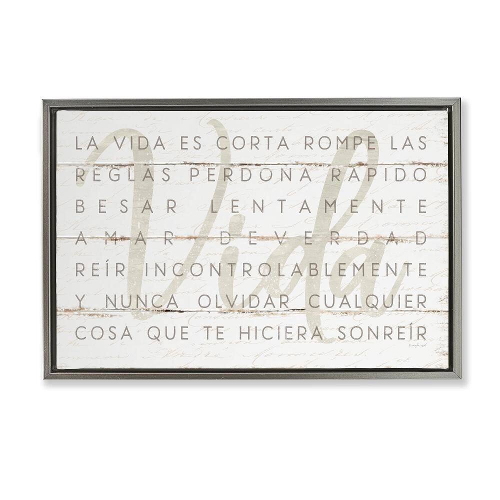 Life Is Inspirational by Jennifer Pugh Gray Floater Frame Typography Graphic Art Print 17 in. x 25 in.