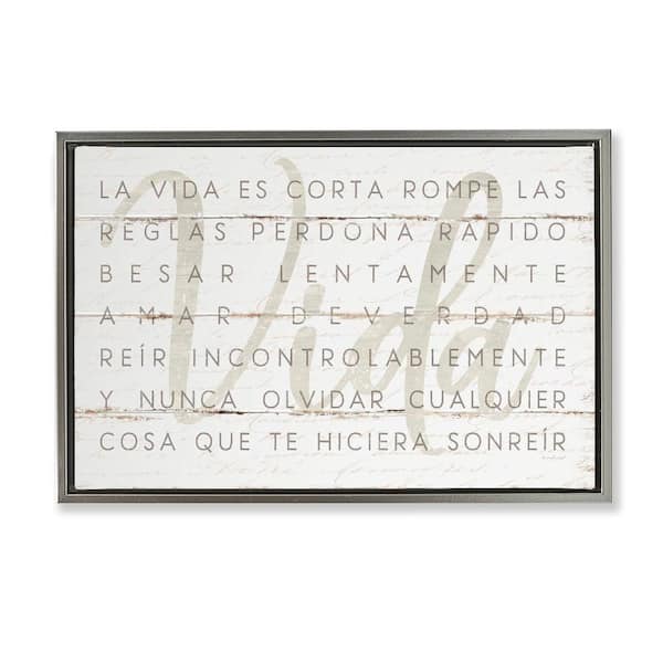 Stupell Industries Life Is Inspirational by Jennifer Pugh Gray Floater Frame Typography Graphic Art Print 17 in. x 25 in.