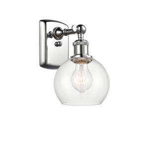 Athens 1-Light Polished Chrome Wall Sconce with Clear Glass Shade