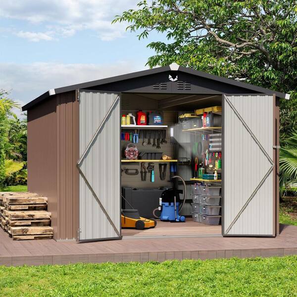 10 ft x 12 ft Metal Garden Storage Shed-Outdoor Tool Shed with