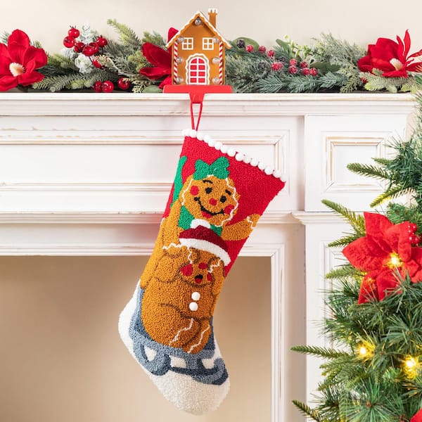 21 in. Hooked Gingerbread Man Stocking
