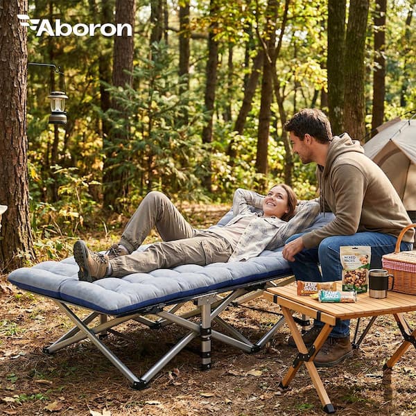 Double Layer Oxford Strong Heavy-Duty Wide Sleeping Cots with Pearl Cotton Pad and Carry Bag for Camp Office Use