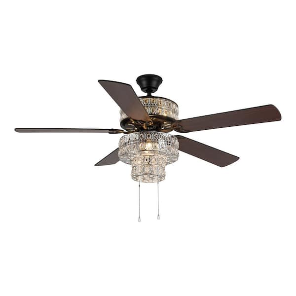 River of Goods Bohemian Pierced Metal 52 in. Clear Crystal LED Ceiling Fan With Light