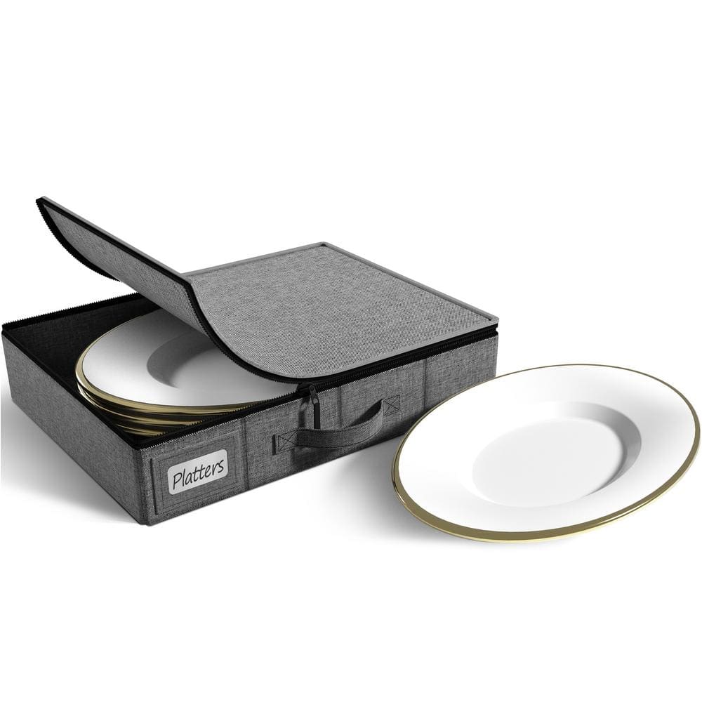 China Platter Storage Box-Serving Platter Storage Containers-Hard Shell Platter Storage with Handles and Felt Dividers price history on PriceWatchPro