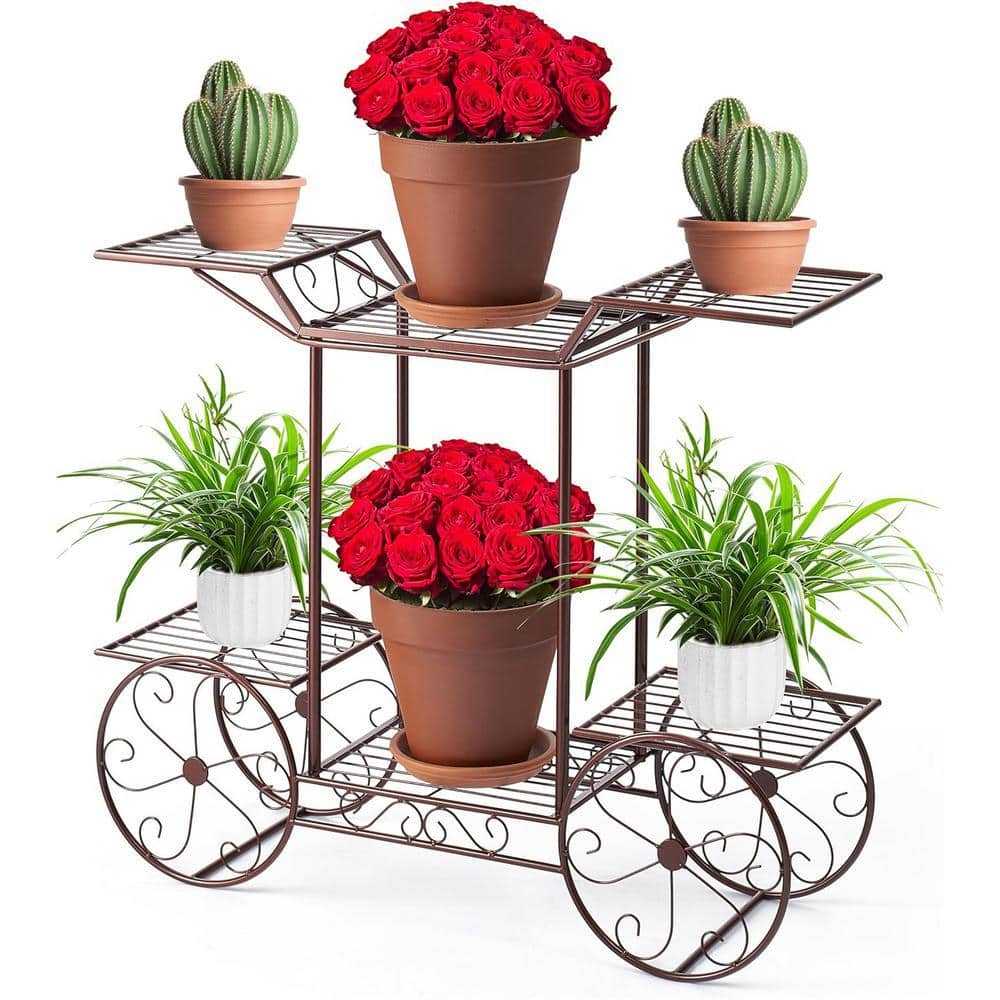 26 in. x 31 in. x 10 in. Indoor/Outdoor Bronze Metal Plant Holder