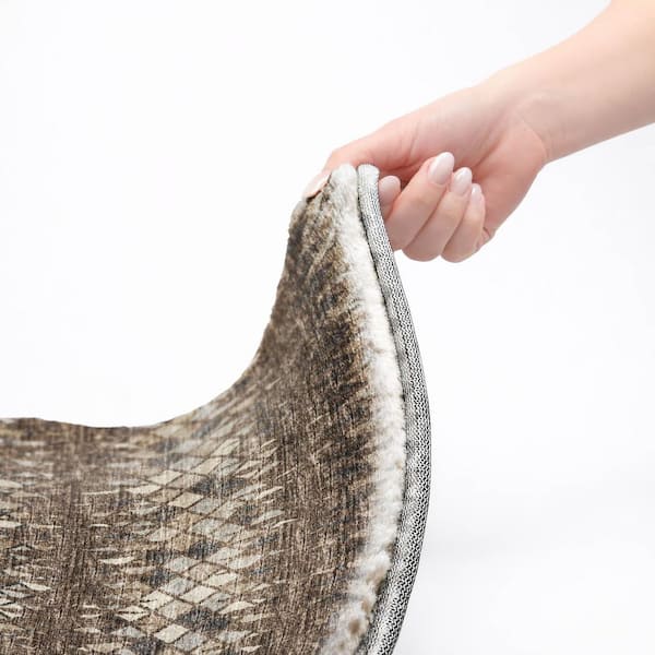 Dream Shag Premium Machine Washable Abstract ADS38 Brown 9 ft. x 12 ft. Area Rug