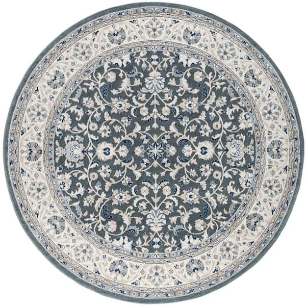 Madison Floral Gray 6 ft. Round Indoor Area Rug