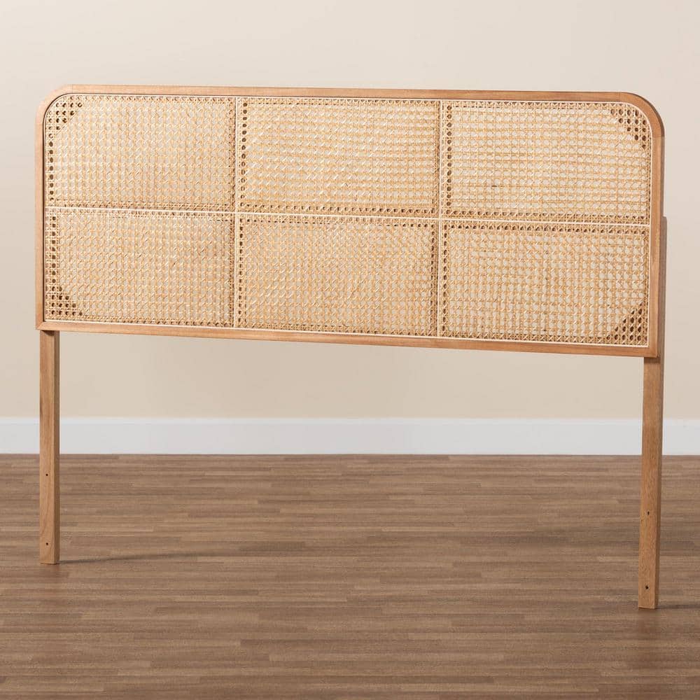 Natural Brown Bayur Wood and Rattan Queen Headboard