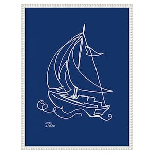 "Little Sail On Blue" by Patricia Pinto 1-Piece Floater Frame Giclee Coastal Canvas Art Print 24 in. x 18 in.