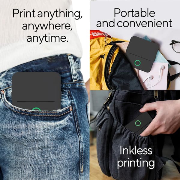 C CORE INNOVATIONS - Wireless Mini Portable Thermal Printer Label Maker, Paper Included for Android and iOS Phone, Black