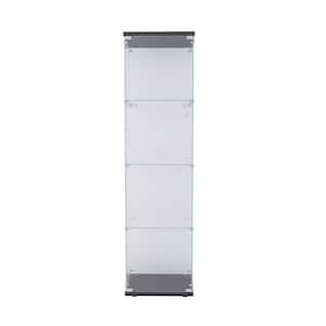 Black Floor Standing Glass Display Cabinet with Door and 4-Shelves