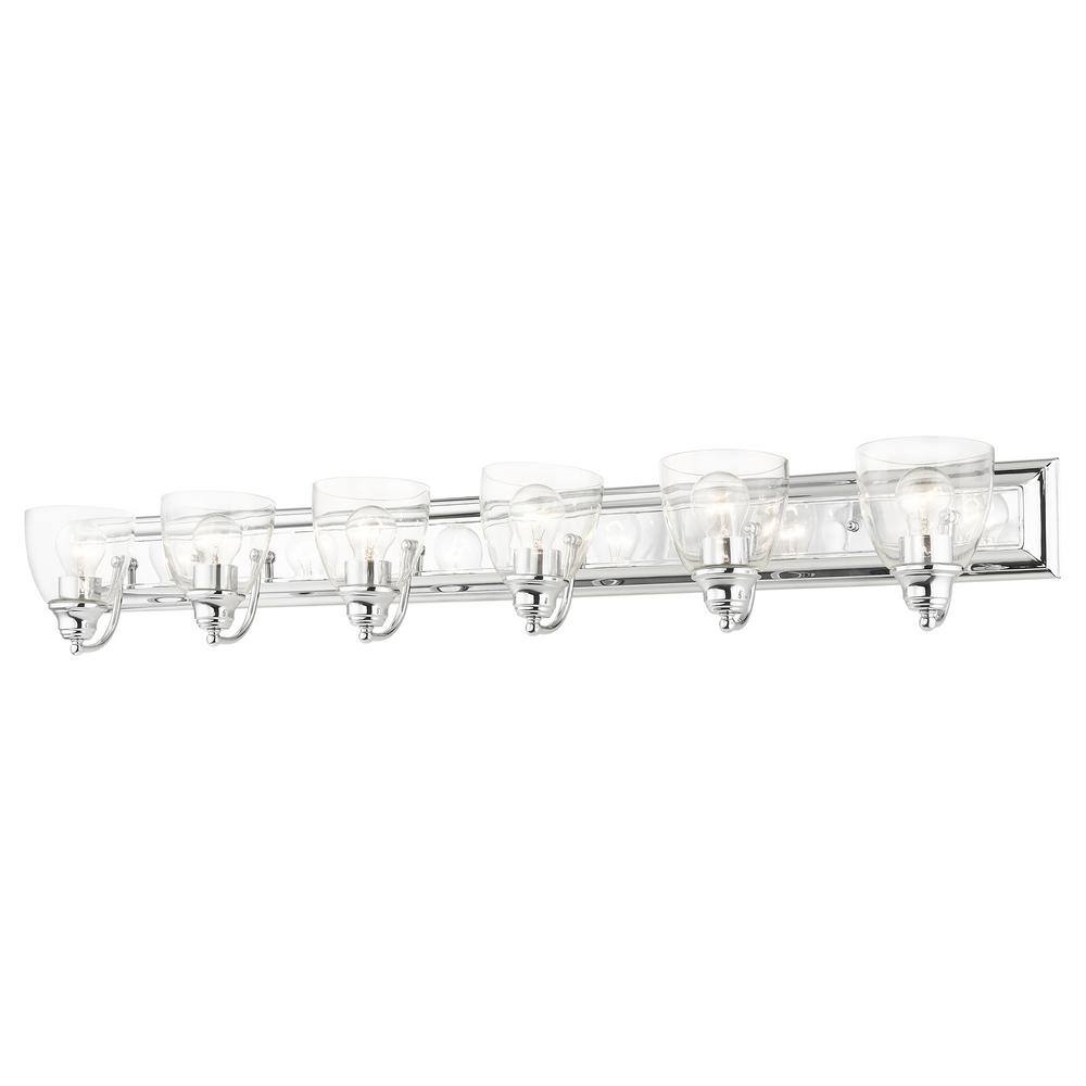 Polished Chrome 6-Light Vanity with Clear Glass Shades