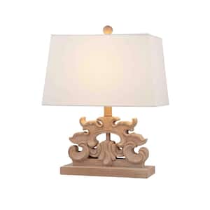 Bridget 17 .75 in Brown Resin Table Lamp with White Linen Lampshade