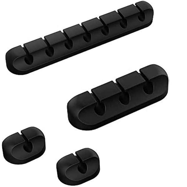 Lukyamzn Self Adhesive Cable Organizer Clips Cord Holder Black for USB Power Cords Wire Management Home Office 5 Pack