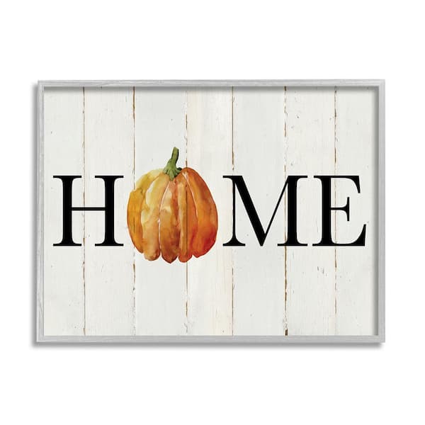Stupell Industries Rustic Home Pumpkin by Carol Robinson 1 Piece Framed Graphic Print Typography Poster Art Print 30 in. x 24 in.