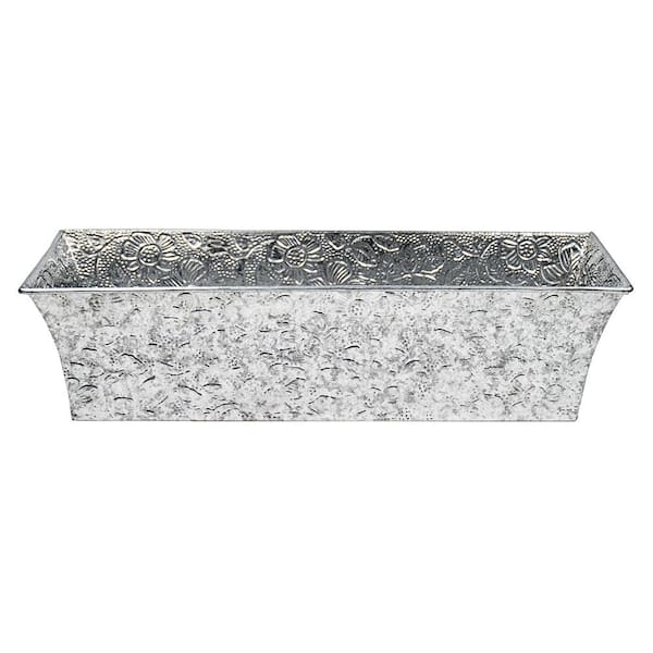 ACHLA DESIGNS Embossed Floral Pattern Flower Box, 24 in. W Steel Finish