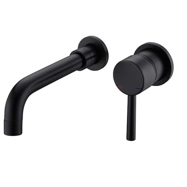 Single Handle Wall Mounted Bathroom Sink Faucet in Matte Black