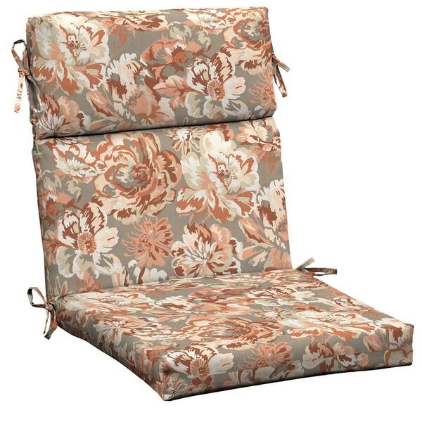 Hampton Bay Terracotta Floral Outdoor Dining Chair Cushion
