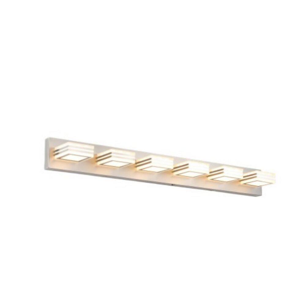 39 in. 6-Light Nickel Bathroom LED Vanity Light with 5-CCT Adjustable Switch and Acrylic Lampshade price history on PriceWatchPro