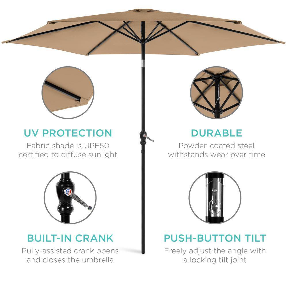 Sunset Bliss 10ft Tan Outdoor Market Patio Umbrella with Steel Frame