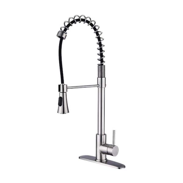 23.06 in. H Pull Down Sprayer Kitchen Faucet in Brushed Nickel