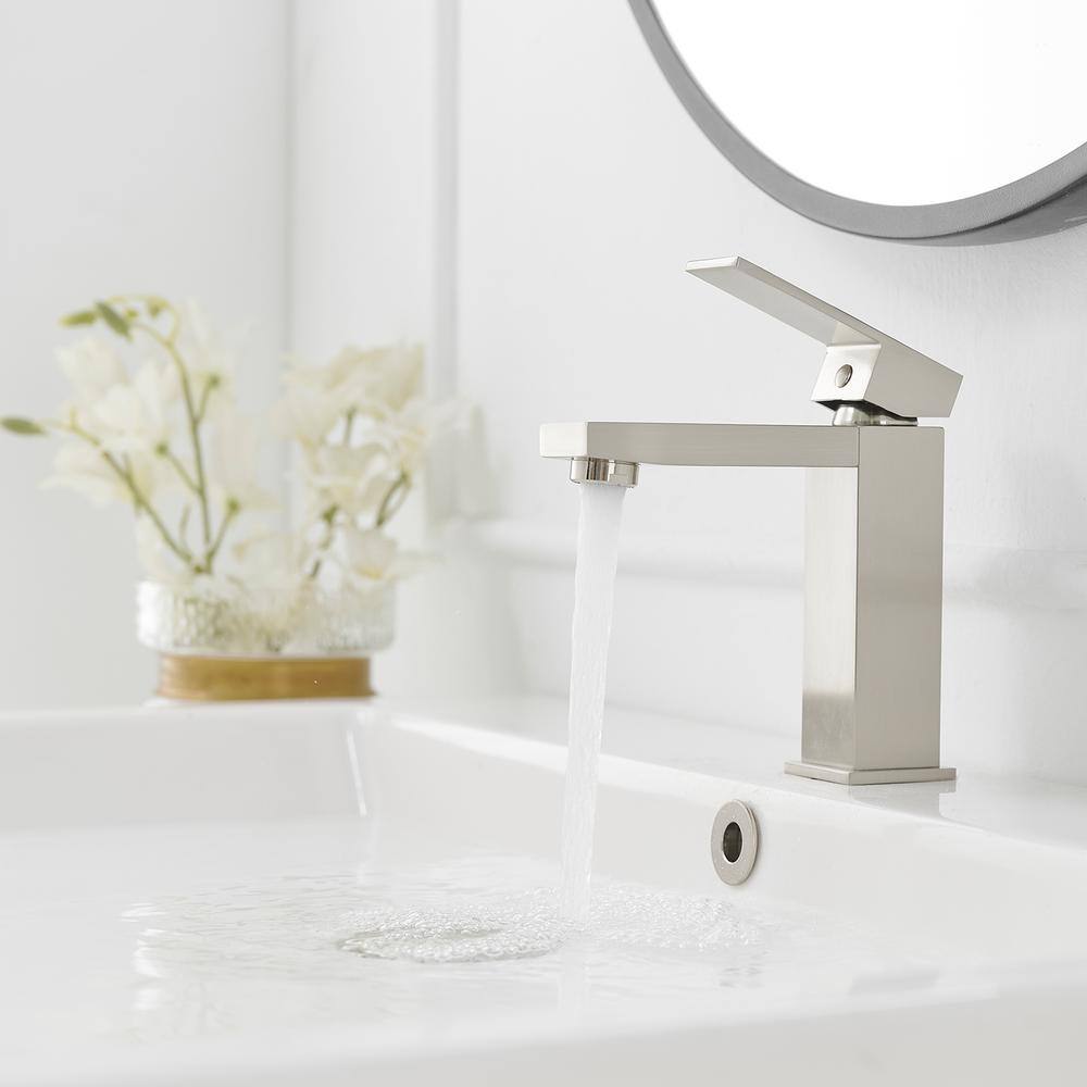 Brushed Nickel Single Handle Modern Bathroom Faucet
