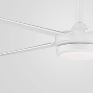 Laritza 56 in. LED Indoor/Outdoor Matte White Ceiling Fan with Remote Control and White Color Changing Light Kit