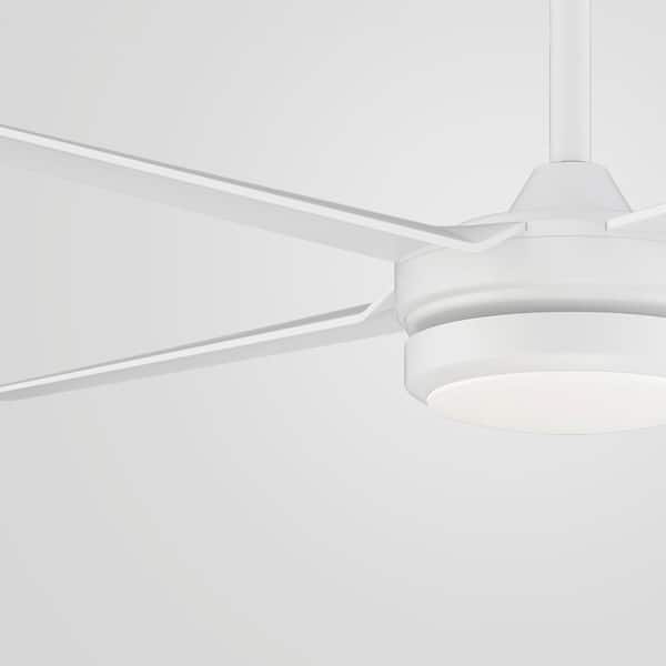 Laritza 56 in. LED Indoor/Outdoor Matte White Ceiling Fan with Remote Control and White Color Changing Light Kit