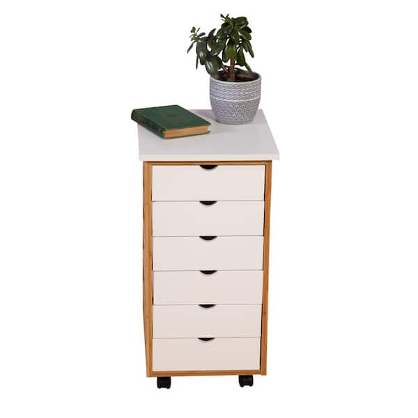 Craft Mate White Wood 6-Drawer Rolling Storage Cart