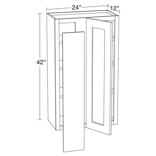 Newport Deep Onyx Plywood Shaker Assembled Blind Corner Kitchen Cabinet Sft  Cls L 24 in W x 12 in D x 42 in H