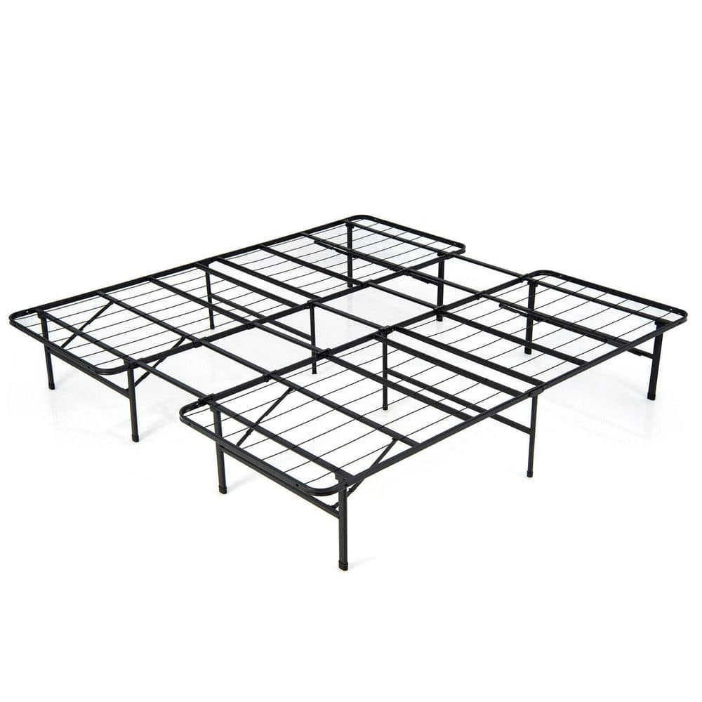 ANGELES HOME Black Steel Frame King Size Platform Bed with Folding, Not