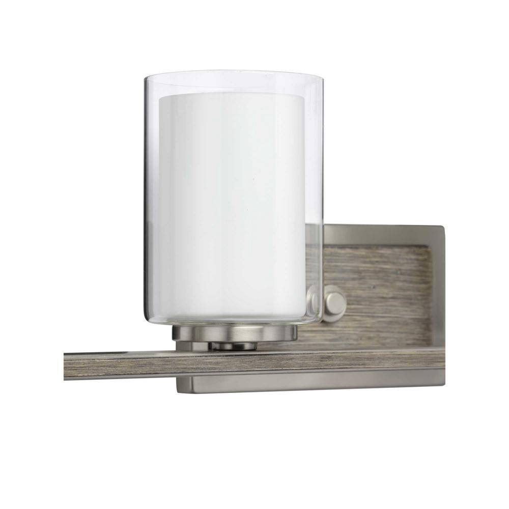 Brushed Nickel 4-Light Bath Vanity with Clear and Etched Glass Shades