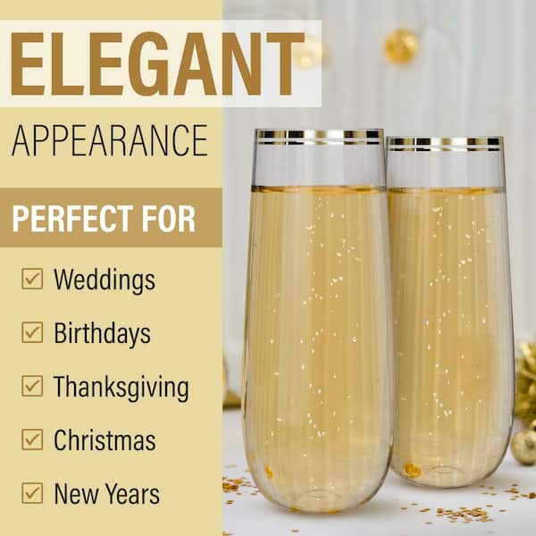 24 Stemless Plastic Champagne Flutes - Goodies Are Us