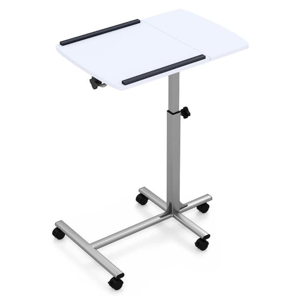 Gymax 24 in. Height Adjustable Mobile Laptop Desk Standing Desk on Wheels Tilting Tabletop