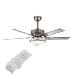 48 in. Integrated LED Indoor Retro Style Silver 3 Speeds 3 Colors Ceiling Fan with Remote