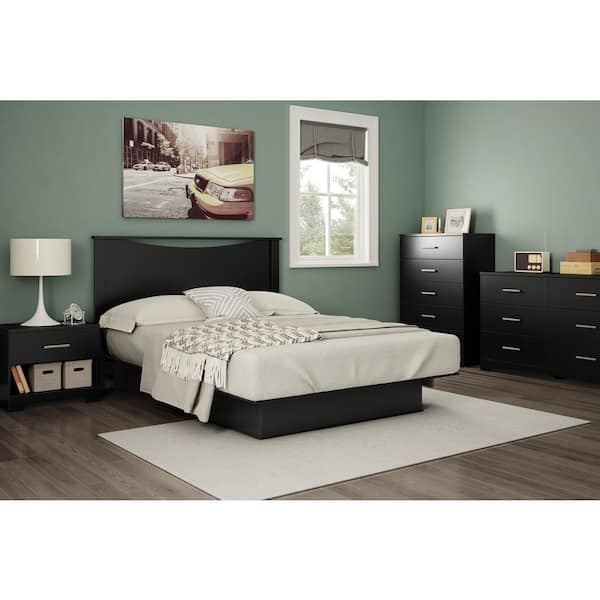 South Shore Gramercy Pure Black Full/Queen Headboard 10223 - The Home Depot