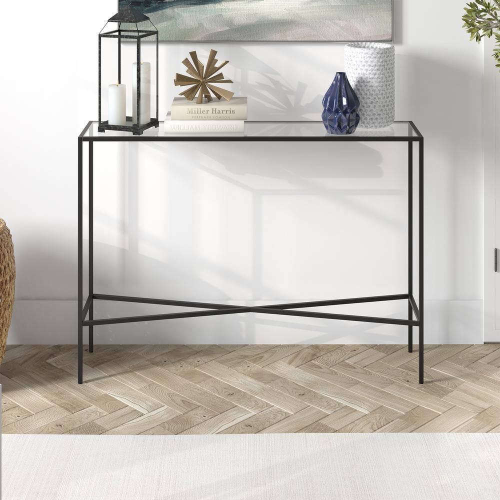 Henley 42" Blackened Bronze Metal & Glass Console Table