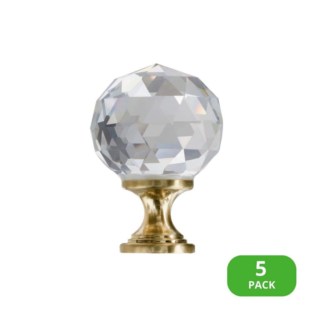 5-Pack Chloe 1-1/8 in. (29 mm) Classic Satin Brass Round Glass Cabinet Knob price history on PriceWatchPro