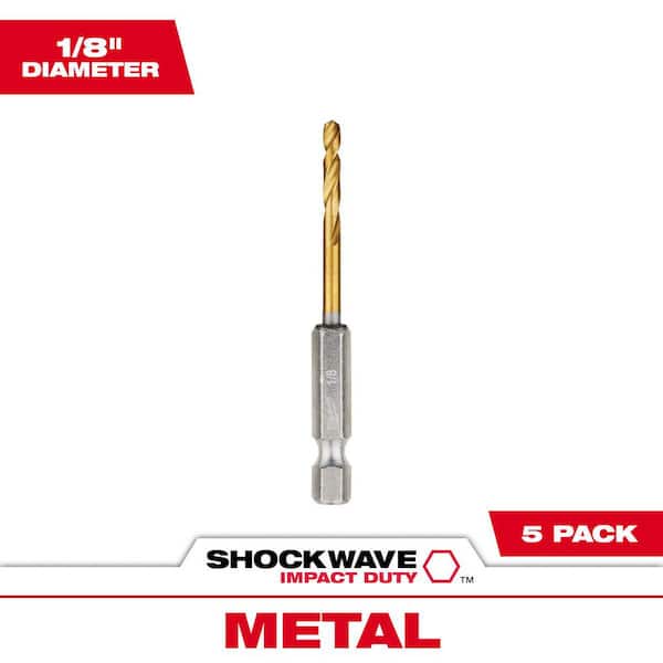 SHOCKWAVE 1/8 in. Titanium Twist Drill Bit (5-Pack)