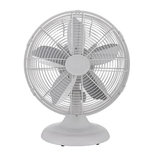 12 in. All-Metal Table Fan with 3 Speed Settings in Matte White