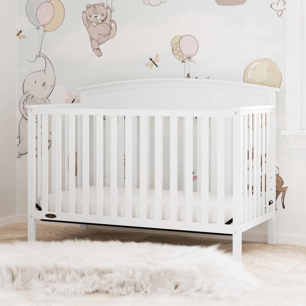 White Pine Wood 5-in-1 Convertible Crib with Adjustable Mattress Support