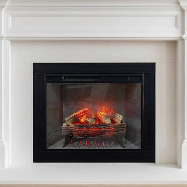 Uptown 28 in. Concrete Electric Fireplace Insert Heater with Trim Kit, Multi-Color Flames, Wi-Fi and Remote, 5118 BTU