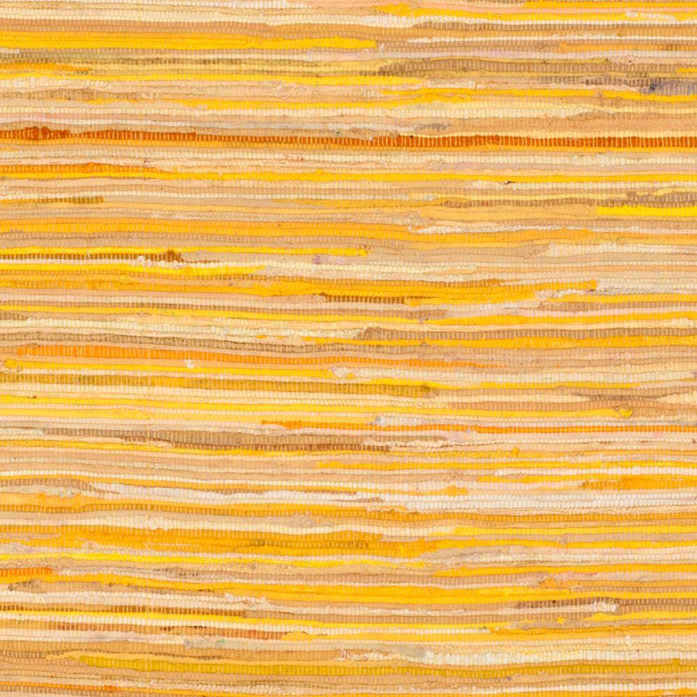 Handwoven Yellow and Multicolor Cotton Striped Area Rug 5' x 8'