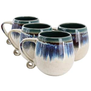 Lexington 4-Piece 20 oz. Stoneware 2-Tone Mug Set in Blue Multi